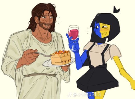 Jesus And Hatsune Miku, Miku And Jesus, Christian Fanart, Jesus Fanart, Best Crossover, Christian Post, Fandom Crossover, Undertale Drawings, Best Duos