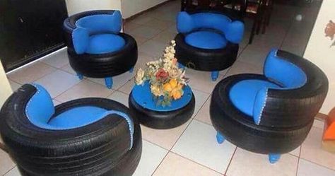 Photo Kursi Ban, Tire Projects, Tire Seats, Tire Chairs, Tire Craft, Reuse Old Tires, Tire Furniture, Tire Garden, Tire Art