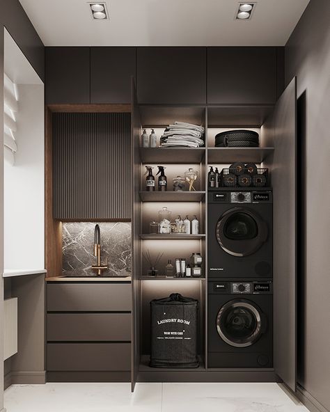 Apartment on Patriarch's Ponds on Behance Stylish Laundry Room, Dream Laundry Room, Laundry Room Layouts, Hairstyles Indian, Laundry Design, Modern Laundry Rooms, Laundry Room Remodel, Laundry Room Inspiration, Kitchen Remodel Inspiration