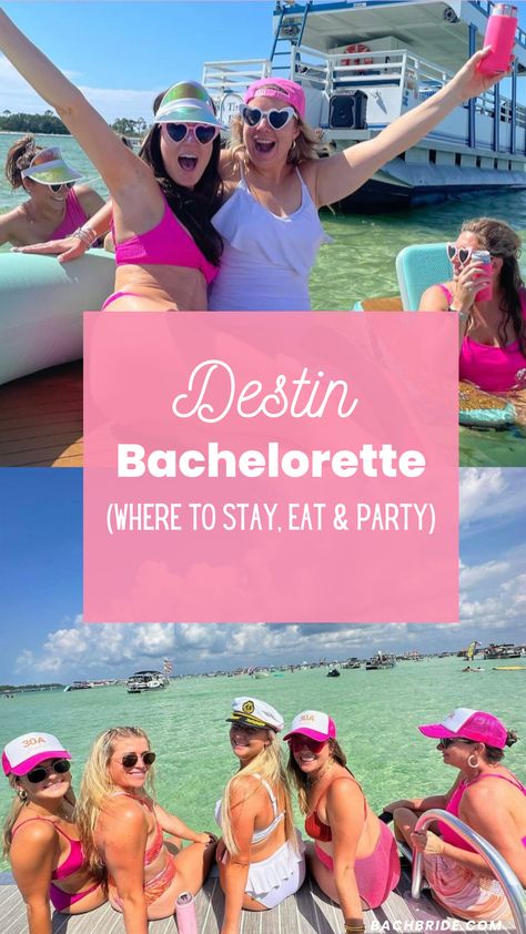 When it comes to a bachelorette party Destin is a great location for its gorgeous beaches, warm weather, dolphin cruises, and luxury boat tours. Destin has so much to enjoy for a bachelorette party.   #destinbachelroetteparty #destinbachelorettepartyideas #destinbachelorettepartyitinerary #bacheloretteparty #bachelorettepartyideas #bachelorettepartydestinations Destin Bachelorette Party, Destin Bachelorette, Florida Bachelorette Party, 30a Bachelorette, Boat Bachelorette Party, Bachelorette Party Locations, Florida Bachelorette, Bachelorette Party Items, New Orleans Bachelorette