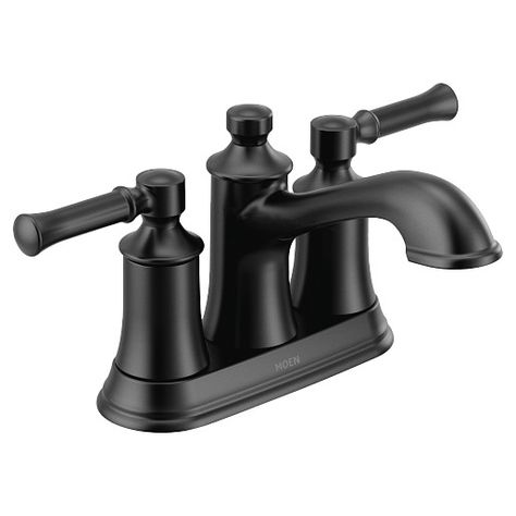 Moen Bathroom Faucets, Black Faucet Bathroom, Matte Black Bathroom Faucet, Black Bathroom Faucet, Centerset Bathroom Faucet, Matte Black Bathroom, Black Sink, Bath Faucet, Faucet Handles