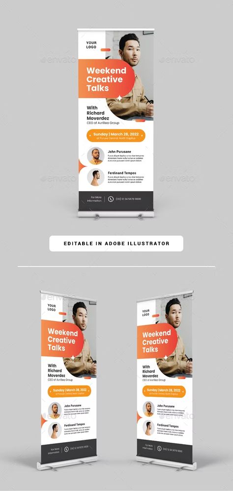 Creative Roll-Up Banner by Lflv | GraphicRiver Roller Banner Design, Rollup Design, Roll Up Banner Design, Rollup Banner Design, Graphic Organizer Template, Roll Banner, Roller Banner, Rollup Banner, Roll Up Banner