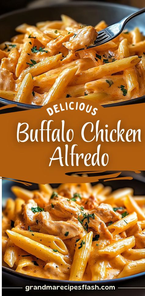 A delicious fusion of creamy Alfredo sauce and spicy buffalo chicken, this Buffalo Chicken Alfredo Penne is the ultimate comfort food! Perfect for weeknight dinners, it’s quick to make, rich, and packed with flavor. Serve it with a fresh salad or garlic bread for a complete meal. Buffalo Pasta Recipes, Buffalo Chicken Alfredo, Chicken Penne Recipes, Creamy Chicken Pasta Recipes, Quick Chicken Dinner, Noodle Dinner, Spicy Buffalo Chicken, Creamy Alfredo Sauce, Chicken Penne