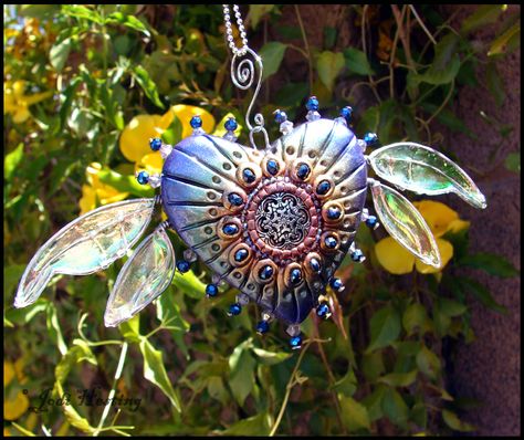 Soul Spirit - Mandala Muse - Sun-catcher by andromeda on DeviantArt Stump Ideas, Polymer Clay Fairy, Winged Heart, Fire Dancer, Clay Fairies, Peridot Stone, India Ink, Clay Design, Tree Stump