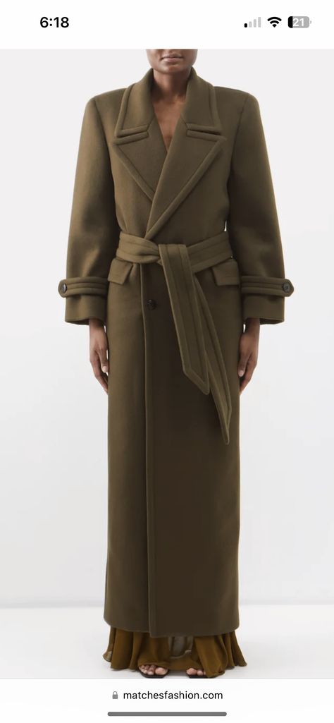 Women Coat Outfit, Oversized Long Coat, Maxi Coat, Belted Coat, Green Coat, Oversized Silhouette, Autumn Inspiration, Khaki Green, Curator Style