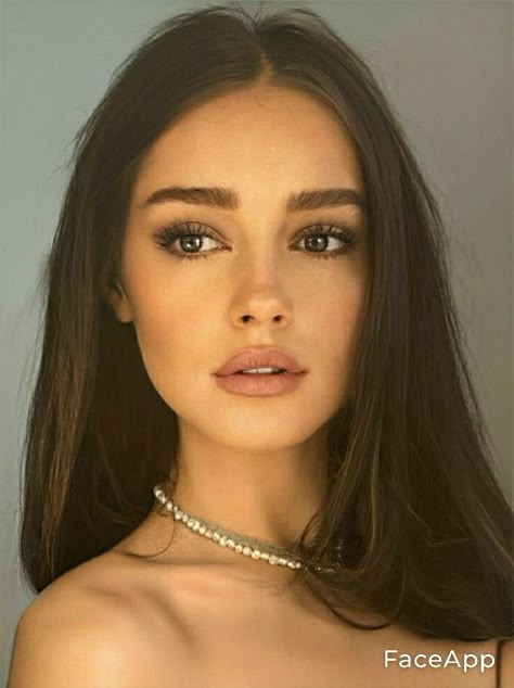 Pretty Nose Front View, Dark Hair Pale Skin Brown Eyes, Monochrome Makeup, Brunette Makeup, Formal Makeup, Brown Hair Brown Eyes, Dark Brown Eyes, Nose Job, Makeup Makeover