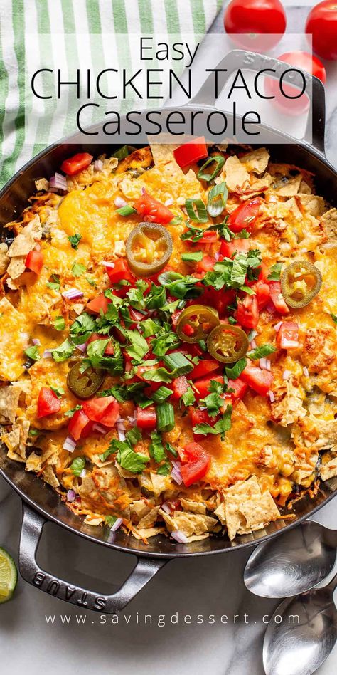 Chicken Taco Casserole Chicken Tacos Casserole, Taco Chicken Casserole Recipes, Chicken Taco Casserole Recipes, Chicken Taco Casserole Bake, Chicken Breast Mexican Recipes, Taco Chicken Recipes, Upside Down Chicken, Taco Leftovers, Shredded Chicken Casserole