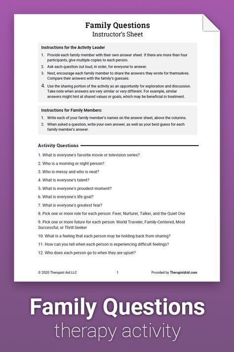 Family Questions Activity Family Interventions Activities, Family Interventions Therapy, Family Systems Therapy Activities, Family Therapy Questions, Family Therapy Interventions Activities, Family Roles Activity, Family Therapy Ideas, Family Therapy Activities Communication, Family Roles Worksheet