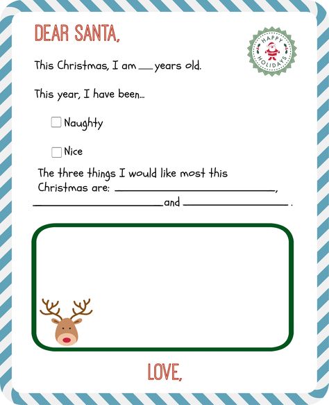 Dear Santa Letter 3 Letter To Santa Free Printable, Santa Free Printable, Free Santa Letter Template, Holiday Movie Quotes, Free Printable Santa Letters, Christmas Letter To Santa, Christmas List Template, Christmas Letter From Santa, Free Letters From Santa