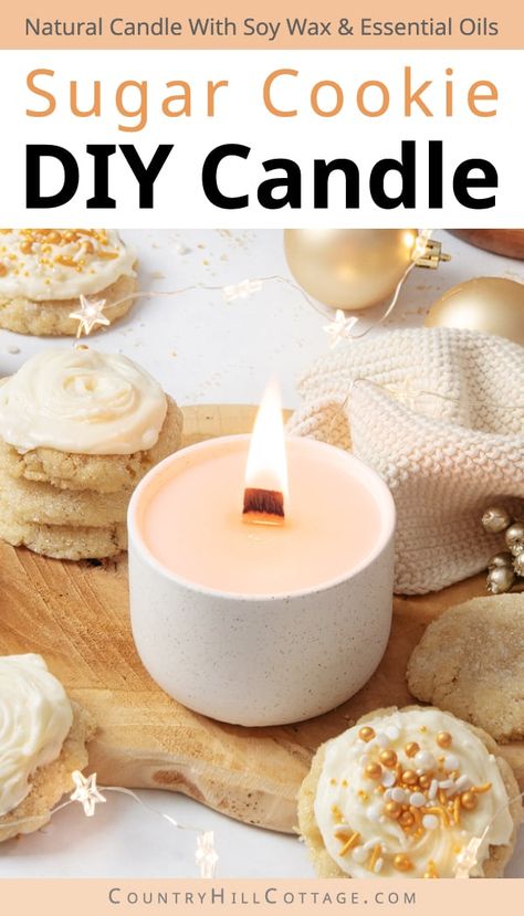 Candle Fragrance Recipes, Diy Cinnamon Candle, Candle Sugar Cookies, Diy Food Candles, Candle Recipe, Diy Sugar Cookies, Homemade Candle Recipes, Cookie Candle, Candle Making Tutorial