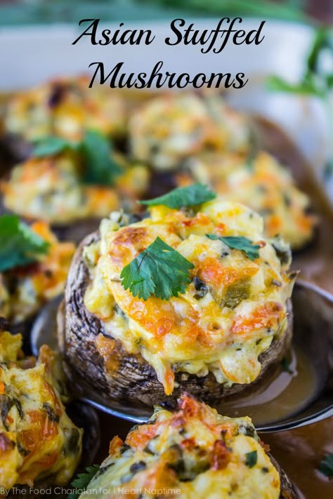 Asian stuffed mushrooms on iheartnaptime.com Easy Stuffed Mushroom Recipe, Mushroom Appetizer Recipes, Asian Appetizers, Mushroom Appetizers, Diy Easy Recipes, Mushroom Recipe, Stuffed Mushroom, Food Charlatan, Appetizers Recipes