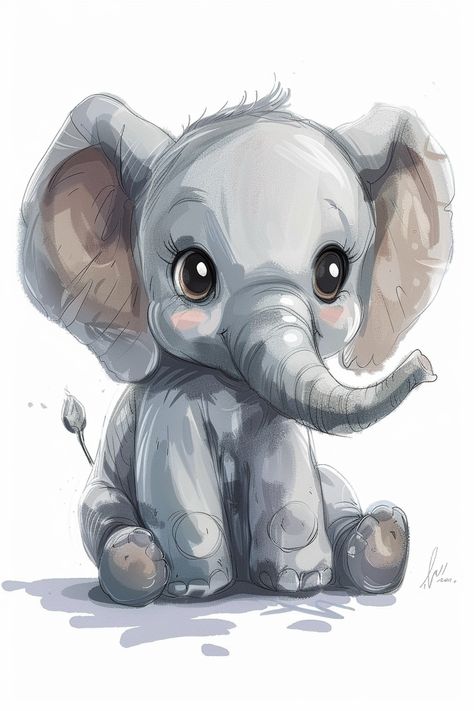 #BabyElephant #PixarStyle #FullBody #WhiteBackground Elephant With Baby, Baby Elephant Drawing, Elephant Illustration, Baby Elefant, Elephant Drawing, Watercolor Elephant, Baby Clip Art, Dessin Adorable