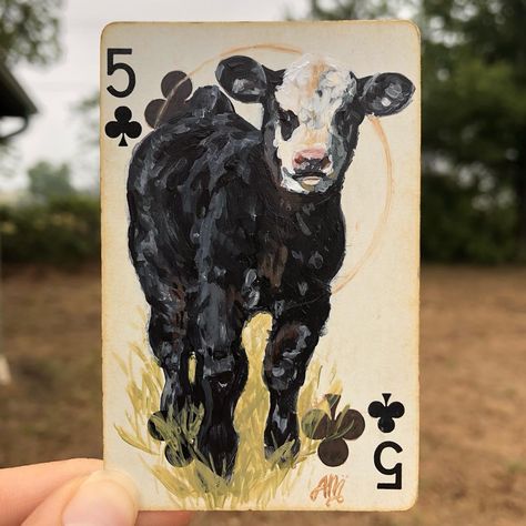 Instagram Western Watercolor Paintings, Painting On Playing Cards, Western Painting Canvas, Western Painting Ideas, Western Art Paintings, Western Watercolor, Room Western, Cow Paintings On Canvas, Collages Art