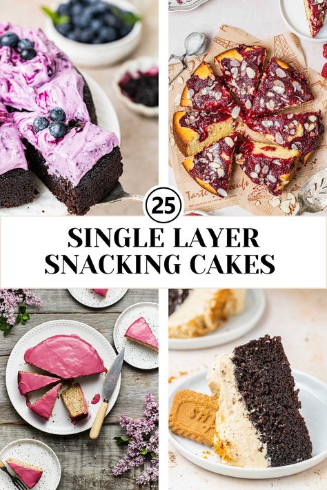 These 25 Single Layer Cake recipes are easy, no-fuss cakes that show how simple can still be elaborate and delicious! Single Layer Cake, Cherry And Almond Cake, Snacking Cake, Banana Bundt Cake, Banana Bundt, One Layer Cakes, Single Layer Cakes, Blueberry Chocolate, Lemon Bundt Cake