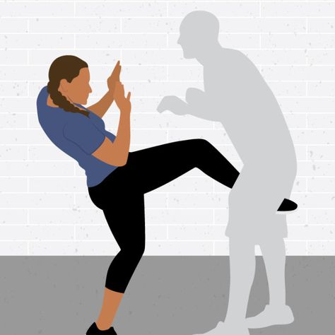 Self-Defense Front Kick to Groin Ballbusting Kick Self Defense, Fencing Workout, Shotokan Karate Kata, Emergency Preparedness Checklist, Karate Kata, Defense Techniques, Dangerous Situations, Self Defence Training, Self Defense Moves