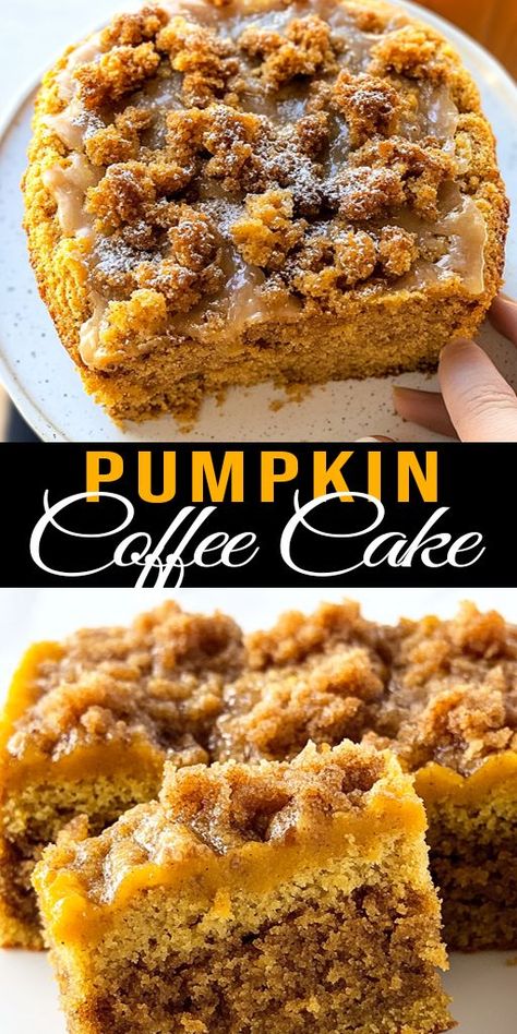 This Pumpkin Coffee Cake is the perfect fall treat! Packed with pumpkin spice and topped with crumble, it’s a delicious dessert or breakfast. #PumpkinCoffeeCake #FallRecipes #BakingInspo #CozyTreats #PumpkinDessert #FallFavorites Pumpkin Streusel Coffee Cake, Pumpkin Spice Coffee Cake, Coffee Crumble, Spice Coffee Cake, Classic Coffee Cake, Pumpkin Coffee Cake, Pumpkin Streusel, Streusel Coffee Cake, Cinnamon Crumble