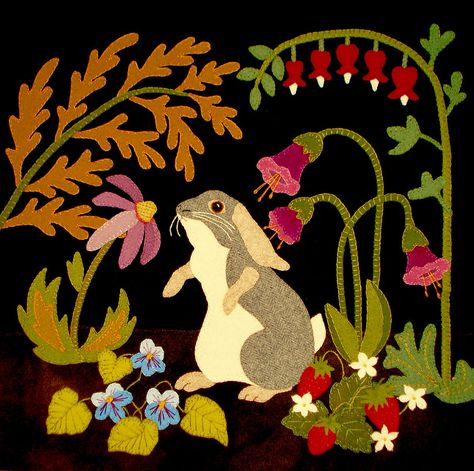 "The Bunny Rabbit" Series Patterns | jeromethomasdesigns Zoom Background, Wool Applique Patterns, Wool Quilts, Penny Rug, Penny Rugs, Wool Projects, Hand Dyed Wool, Wool Shop, Applique Pattern