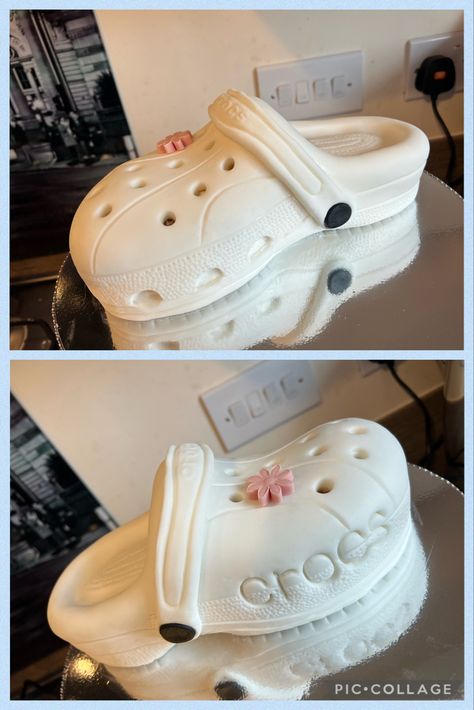 Croc Shoe Cake Ideas, Croc Cake, Liquor Cupcakes, Shoe Cupcakes, Realistic Cakes, Shoe Cake, Biscuit Cake, Themed Birthday Cakes, Crocs Shoes