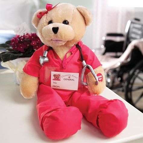 Beautiful Pink Scrubs Bear. Head sways & mouth moves while singing, "I'll Be There". Hello Nurse, Night Nurse, Nursing School Graduation, Nurse Rock, Cabinet Medical, Cuddly Teddy Bear, Medical Gifts, Nurse Love, Nursing Tips