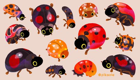 Bug Drawing Cute, Cute Beetle Drawing, Cute Bug Illustration, Cute Insect Drawings, Cute Bug Art, Cute Bug Drawing, Bugs Illustration, Ladybug Illustration, Cute Beetle