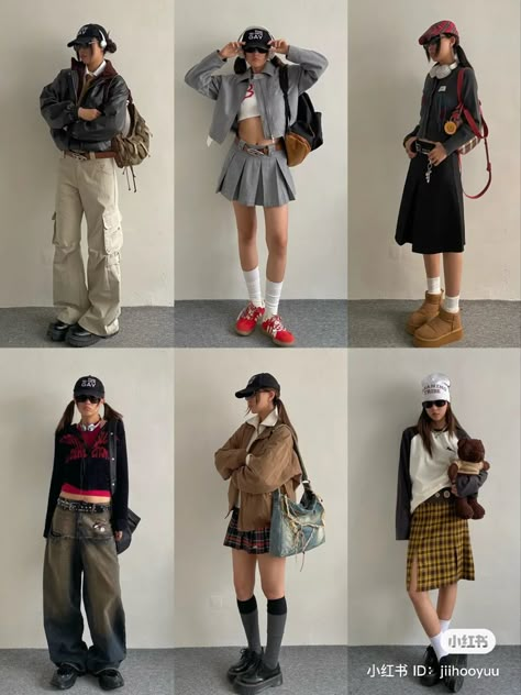 Fully credit to right owner Proportion Outfit, Layered Fashion Street Style, Layered Clothing Aesthetic, Aesthetic Layered Outfits, Layer Outfits Street Style, Gen Z Outfit Ideas, Winter Layering Outfits Street Style, Korean Outfits Street Styles, Y2k Fashion Winter