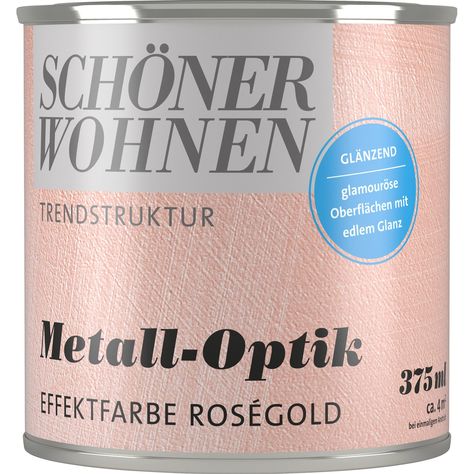 Für den Innenbereich geeignet • Schafft glänzend, glamouröse Oberflächen ✓ Schöner Wohnen Trendstruktur Metall-Optik Rosegold 375 ml bei OBI kaufen Taupe Sofa, Cookie Dough Cafe, Baking Ingredients, Metallica, Shampoo Bottle, Personal Care, Rose Gold, Gold