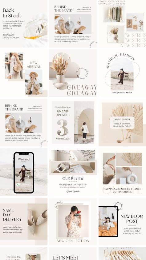 Looking for templates to create beautiful and cohesive Instagram posts? This Instagram template bundle is perfect for you! Editorial Instagram Templates, Post Instagram Ideas, Instagram Post Ideas Aesthetic, Instagram Post Template Design, Instagram Feed Design, Ig Layout, Catalog Design Layout, Paul Rodriguez, Aesthetic Instagram Feed