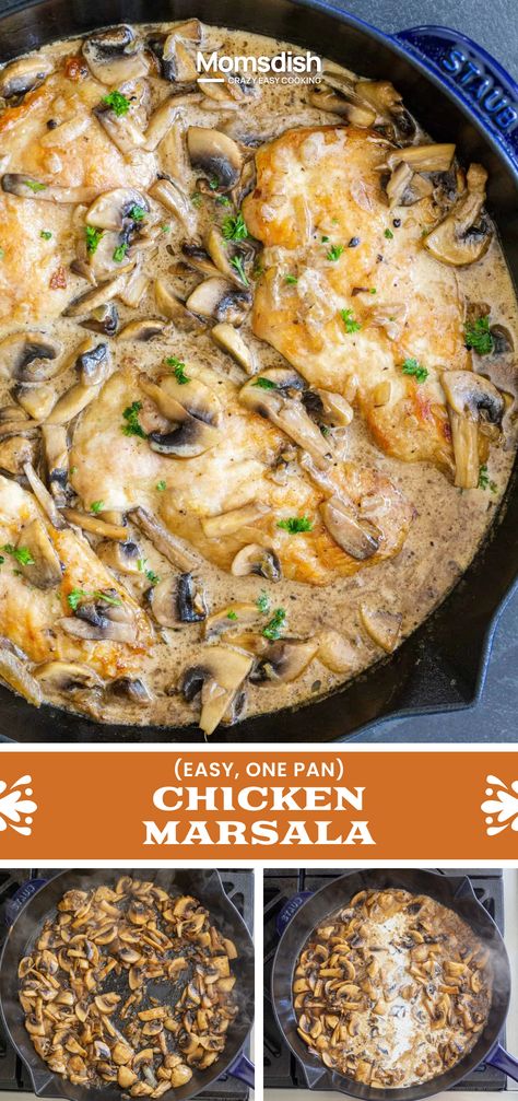 Chicken Mushroom Marsala is a holiday favorite that's as versatile as it is delicious! Serve it on its own for a lighter option, or pair it with pasta, creamy mashed potatoes, or rice for a festive and satisfying meal that everyone will love. Chicken Mushroom Marsala, Mushroom Marsala, Super Yummy Recipes, Marsala Recipe, Recipes To Make For Dinner, Pasta Creamy, Chicken Mushroom Recipes, Chicken Mushroom, One Pan Chicken