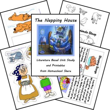 The Napping House literature based unit study and printables for preschool; learn about houses, shapes, nocturnal animals, sequencing, the letter N, and more! Free from Homeschool Share Napping House Activities, A House For Hermit Crab, Free Unit Study, The Napping House, Kids Literacy, Story Activities, Preschool Literacy, Preschool Books, Hermit Crab