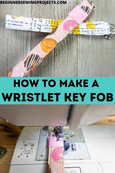 Keep your key close at hand. We show you How To Make A Wristlet Key Fob! This simple sewing project is super simple to make and great for beginners. You can make your own cute accessory for a fraction of the cost of buying one in-store. This is a great scrap buster project since you only need a little bit of fabric. Easy DIY accessories. Beginner Sewing Projects. How To Make A Wristlet Key Fob Wristlet Tutorial, Diy Key Fob, Key Fobs Diy, Beginner Sewing Projects, Quick Sew, Museum Gift Shop, Sewing Projects Free, Sewing Machine Projects, Simple Sewing