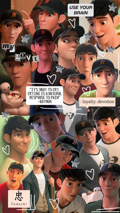 The love of my love tadashi hamada Big Hero 6 Tadashi, Tadashi Hamada, Hiro Big Hero 6, Hiro Hamada, Me Against The World, Cute Disney Pictures, Disney Collage, Marvel Comics Wallpaper, Disney Favorites