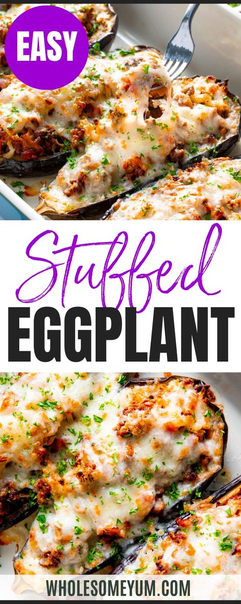 Stuffed EggplantTurkey Stuffed Peppers
Easy Stuffed Cabbage Rolls
Stuffed Sweet Potatoes
Stuffed Spaghetti Squash
Baked Chicken Legs
Taco Salad
Halibut Recipe
Sirloin Steak
The Best Burgers
Sauteed Zucchini
 - I’ve made a lot of stuffed veggies in my life, but this stuffed eggplant was the first of its kind — and given my love for eggplant, I don’t know why I waited so long! Like many of my “stuffed” dinner recipes, this one combines a meaty filling with a veggie vessel that even the picky eater Eggplant Stuffed With Ricotta, Cabbage And Eggplant Recipes, Eggplant Sweet Potato Recipes, Stuffed Eggplant Recipes Meat, Baked Stuffed Eggplant, Stuffed Eggplant Recipes, Eggplant Recipes Healthy, Stuffed Veggies, Eggplant Stuffed