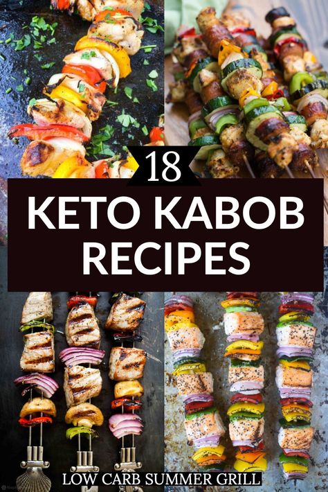 Keto Grill Recipes, Grill Kabobs, Kabob Marinade, Steak Kabobs, Grilled Food, Recipes For Summer, Kabob Recipes, Recipes Low Carb, Lemon Garlic Chicken