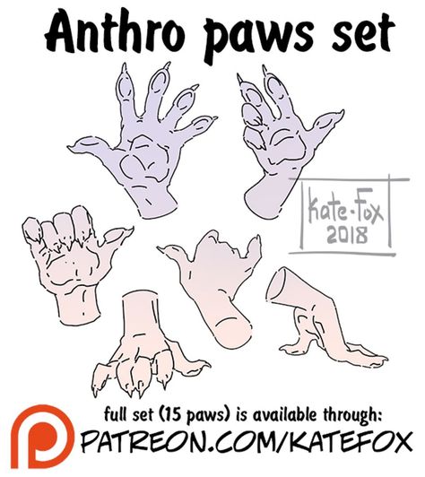 Monster Hands Drawing Reference, Anthro Hands Reference, Fox Paws Reference, Fox Paws Drawing, Fox Paw Reference, Paw Hands Reference, How To Draw Anthro Paws, Anthro Body Base, Anthro Body Reference