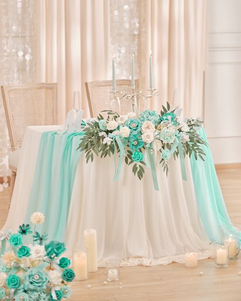 Natural flowers cannot have such a pure Teal Green color, but we provide you with artificial flowers to create your dream wedding arrangement. 😍
😮View the full range in our profile link - Teal Green & Champagne.✨ Teal And White Wedding Decorations, Dusty Light Teal Wedding, Aqua And Beige Wedding, Aqua Blue Wedding Decorations, Teal Wedding Ideas Turquoise, Chanpagne And Turquesa Tables, Light Teal Wedding, Teal Gold Wedding, Teal Wedding Theme