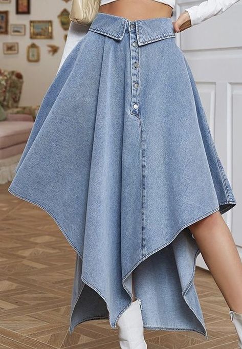 https://pin.it/2HjaXr88N Denim Diy Clothes, Moda Denim, Funky Dresses, Denim Skirt Outfits, Denim Ideas, Denim Skirt Women, Denim Diy, Fashionista Clothes, Denim Skirts