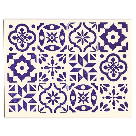 Latin Pattern Design, Spanish Pattern Design, Blue Spanish Tile, Tile Logo, Spanish Pattern, Spanish Tiles, Graphisches Design, Letterpress Greeting Cards, French Paper