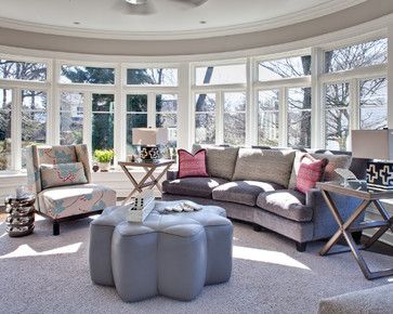 Pelham Renovation - contemporary - living room - new york - Karen Houghton Interiors Hexagon Living Room, Hexagon Room, Round Ottoman Living Room, Nyack Ny, Modern Couches Living Room, Lady Lounge, Modern Sofa Design, Round Room, Living Room New York