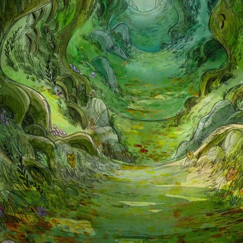 Wolfwalkers Backgrounds, Fairytale Forest Aesthetic, Storybook Art Style, Whimsical Forest Art, Forest Drawings, Wolf Walkers, Storybook Forest, Cartoon Saloon, Forest Drawing