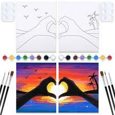 Amazon.com: VOCHIC Sip and Paint Kit, Pre Drawn Canvas Couples Paint Party  Kit, Paint Art Set with Outline Canvas for Adults Date Night Games Couples  Sunset Heart, Valentine's Day, 2 Pack (8 Easy Paintings For Couples, Sip And Paint Ideas Couples At Home Set Up, Diy Sip And Paint Canvas Ideas, Paint And Sip At Home Date, Valentine’s Day Sip And Paint Ideas, Canvas Date Night Couple Painting, At Home Couples Paint Night, Couples Canvas Art, Couples Canvas Painting