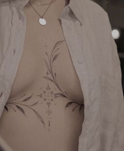 Underboob Tattoo Designs, 42 Tattoo, Underboob Tattoo, Chest Tattoos For Women, Sternum Tattoo, Collar Bone Tattoo, Discreet Tattoos, Spine Tattoos, Subtle Tattoos