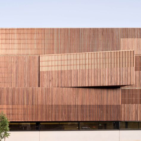 Snohetta Architecture, Timber Facade, Sports Centre, Wood Facade, Sport Hall, Sports Complex, Facade Architecture, Facade Design, Wood Patterns