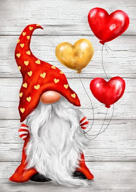 Amazon.com: Toland Home Garden 1012628 Heart Gnome Valentine Garden Flag 28x40 Inch Double Sided for Outdoor Valentines Day House Yard Decoration : Patio, Lawn & Garden Canvas Art Gifts, Gnome Paint, Gnome Pictures, Christmas Diamonds, Diy Rhinestone, Kraf Diy, Red Balloon, Crystal Crafts, Art Kits