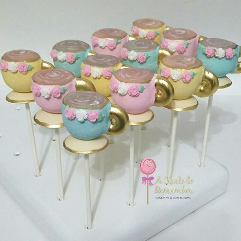 Tea cup cake pops Cake Pops Tea Party, Enchanted Cake Pops, Teacup Cake Pops, Cottage Core Cake Pops, Fairy Theme Cake Pops, Tea Party Cake Pops, Popsicles Cake, Teapot Cookies, Tea Cup Cake