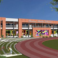 School Building Design Ideas, School Elevation Design Architecture, University Design Architecture, Modern School Building Design, School Facade Design, School Exterior Design, School Facade, School Building Plans, School Exterior