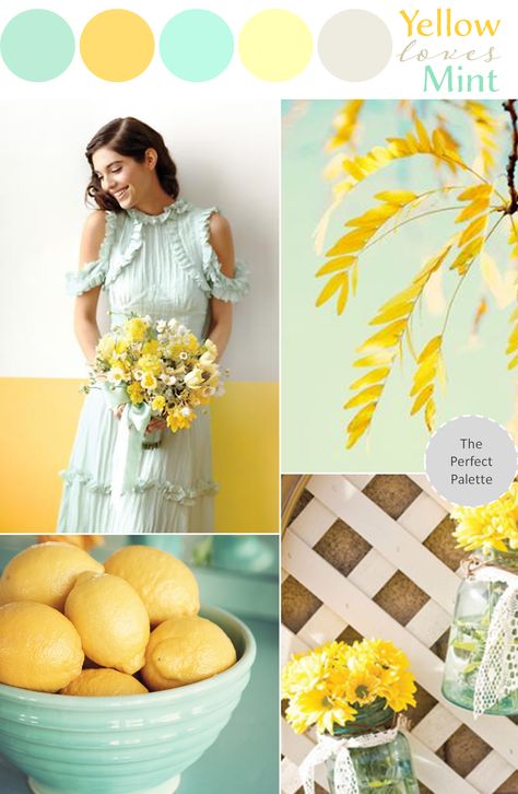 Mint Loves Yellow - www.theperfectpalette.com - Wedding Color Ideas Mint Color Schemes, Yellow Wedding Colors, Color Palette Yellow, Yellow Kitchen, Wedding Color Palette, Yellow Wedding, Perfect Palette, Mint Color, Kitchen Colors