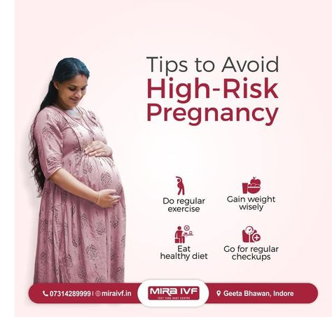 Only 6-8% of all pregnancies are considered high-risk. Although most women experience normal pregnancies, knowing more about common complications during pregnancy can help you make smart choices for your and your baby’s health. Here are some things you can do to prevent a high-risk pregnancy. Book a free consultation call or visit Mira IVF Indore today. Contact us at - 0731 4289999 Health Care Hospital, High Risk Pregnancy, Ads Creative Advertising Ideas, Obstetrics And Gynaecology, Photoshop Tutorial Design, Pregnancy Safe Products, Food Poster Design, Pregnancy Journey, Baby Center