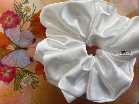 Bride Scrunchies, White Scrunchie, Nude Outfits, Handmade Scrunchie, Hair Accessories Collection, Ladder Stitch, Satin Color, Elastic Hair Bands, Polyester Satin