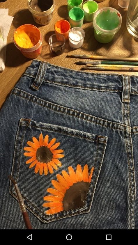 0e55666a4ad822e0e34299df3591d979desc54414422ri Jean Painting Ideas Pocket, Painting Jeans, Painted Shorts, Painted Clothes Diy, Diy Jeans, Denim Art, Diy Vetement, Custom Jeans, Thrift Flip