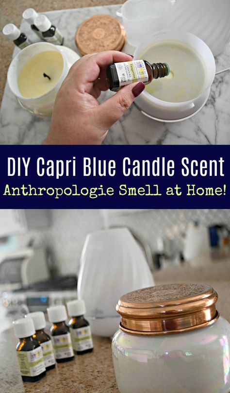 Easily make your home smell like a luxury Anthropologie Capri Blue candle scent by DIY diffusing these essential oils! Capri Blue Volcano Candle, Volcano Scent, Capri Blue Volcano, Capri Blue Candle, Blue Volcano, Diy Anthropologie, Expensive Candles, Volcano Candle, Blue Candle